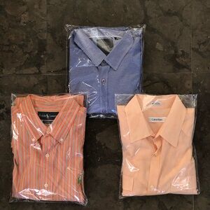 Bundle of Ralph Lauren, Calvin Klein, & Golf dress shirts. Size L.